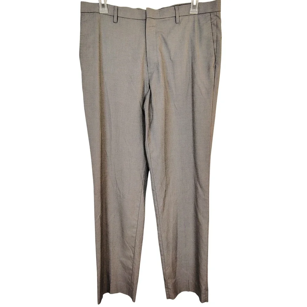 Banana‎ Republic Mens 36x36 Non-Iron Slim Fit Grey Cotton Dress Pants Trousers